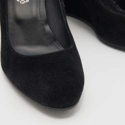 Pre Owned Tod's Black Suede Wedge Pumps Size 37