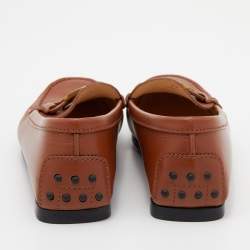 Pre Owned Tod's Brown Leather Kate Gommino Slip On Loafers Size 37