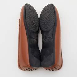 Pre Owned Tod's Brown Leather Kate Gommino Slip On Loafers Size 37