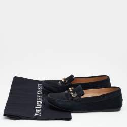 Pre Owned Tod's Black Suede Safety Pin Loafers Size 35