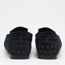 Pre Owned Tod's Black Suede Safety Pin Loafers Size 35