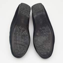 Pre Owned Tod's Black Suede Safety Pin Loafers Size 35