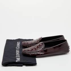Tod's Burgundy Patent Leather Laser Cut Loafers Size 36.5