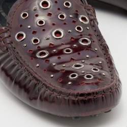 Tod's Burgundy Patent Leather Laser Cut Loafers Size 36.5