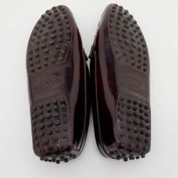 Tod's Burgundy Patent Leather Laser Cut Loafers Size 36.5
