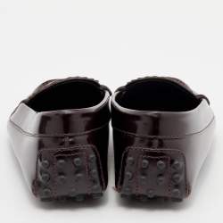 Tod's Burgundy Patent Leather Laser Cut Loafers Size 36.5