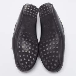 Pre Owned Tod's Black Leather Bow Loafers Size 38
