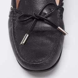 Pre Owned Tod's Black Leather Bow Loafers Size 38