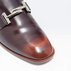 Pre Owned حذاء لوفرز تودز جلد ثنائي اللون حرف تي مزدوج سليب أون مقاس 40