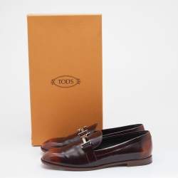 Pre Owned حذاء لوفرز تودز جلد ثنائي اللون حرف تي مزدوج سليب أون مقاس 40