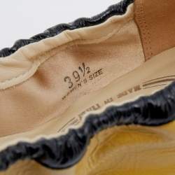 Pre Owned Tod's Beige Patent Leather Embellished Tassel Scrunch Ballet Flats Size 39.5