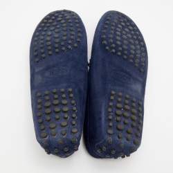 Tod's Navy Blue Suede Studded Slip On Loafers Size 37