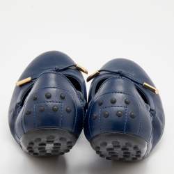 مملوكة مسبقًا حذاء باليرينا فلات تودز سكرانش جلد أزرق بفيونكة مقاس 39.5