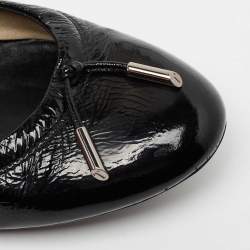 مملوكة مسبقًا حذاء باليرينا فلات توتس دي سكرانش جلد أسود لامع مقاس 39.5