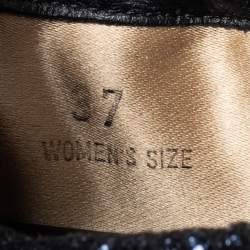 Pre Owned Tod's Metallic Blue Glitter Suede Scrunch Ballet Flats Size 37