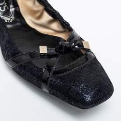 Pre Owned Tod's Metallic Blue Glitter Suede Scrunch Ballet Flats Size 37