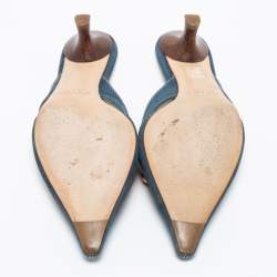 Pre Owned Tod's Blue/Brown Suede And Leather Mule Sandals Size 36.5