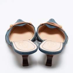Pre Owned Tod's Blue/Brown Suede And Leather Mule Sandals Size 36.5