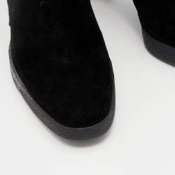 مملوكة مسبقًا Tod's Black Suede And Calf Hair Knee Length Boots Size 40