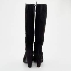 Pre Owned حذاء بوت للركبة تودز سويدي أسود مقاس 37