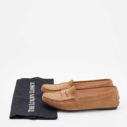 Pre Owned Tod's Light Brown Suede Slip On Loafers Size 38.5