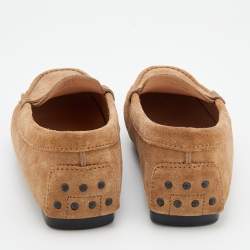 Pre Owned Tod's Light Brown Suede Slip On Loafers Size 38.5