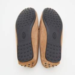 Pre Owned Tod's Light Brown Suede Slip On Loafers Size 38.5