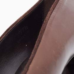 Pre Owned Tod's Dark Brown Leather Double T Loafer Pumps Size 37.5