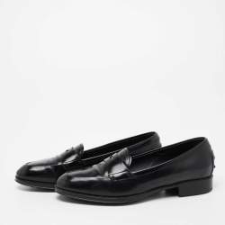 Pre Owned Tod's Black Patent Leather Penny Loafers Size 36.5