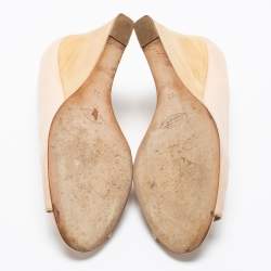 مملوكة مسبقًا حذاء كعب عالي تودز جلد بيج مقدمة مفتوحة كعب روكي مقاس 38