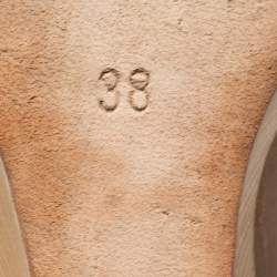 مملوكة مسبقًا حذاء كعب عالي تودز جلد بيج مقدمة مفتوحة كعب روكي مقاس 38