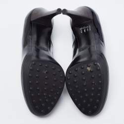 مملوكة مسبقًا حذاء كعب عالي تودز جلد أسود لامع مقدمة مفتوحة مقاس 36.5