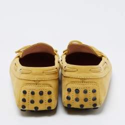 Pre Owned Tod's Yellow Suede Bow Loafers Size 38