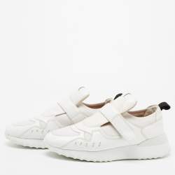 Pre Owned Tod's White Fabric And Leather Low Top Sneakers Size 40.5