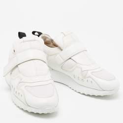 Pre Owned Tod's White Fabric And Leather Low Top Sneakers Size 40.5