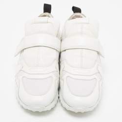 Pre Owned Tod's White Fabric And Leather Low Top Sneakers Size 40.5