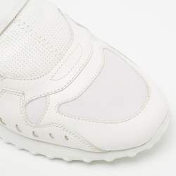 Pre Owned Tod's White Fabric And Leather Low Top Sneakers Size 40.5