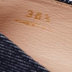 Tod's Navy Blue Denim Studded Espadrille Flats Size 36.5