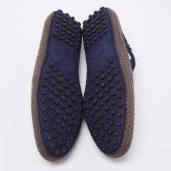 Tod's Navy Blue Denim Studded Espadrille Flats Size 36.5