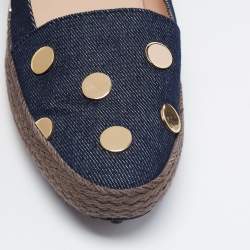 Tod's Navy Blue Denim Studded Espadrille Flats Size 36.5