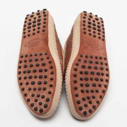 Pre Owned حذاء سموكينغ سليبرز تودز غومينو كانفاس مطبوع مورد برتقالي مقاس 37