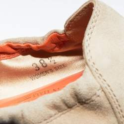مملوكة مسبقًا Tod's Beige/Oragne Suede And  Leather Cap Toe Scrunch Ballet Flats Size 38.5