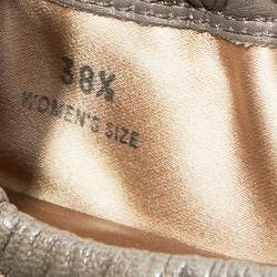 Pre Owned Tod's Taupe /Grey Leather and Suede Scrunch Ballet Flats Size 38.5