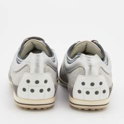 Tod's Multicolor Fabric/Leather, and Suede Low Top Sneakers Size 38.5