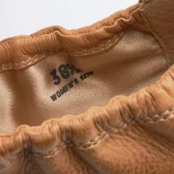 Pre Owned Tod's Brown Leather Scrunch Ballet Flats Size 38.5
