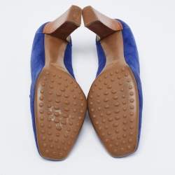 Pre Owned Tod's Blue Suede Loafer Pumps Size 38.5