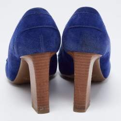 Pre Owned Tod's Blue Suede Loafer Pumps Size 38.5