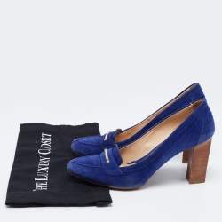 Pre Owned Tod's Blue Suede Loafer Pumps Size 38.5