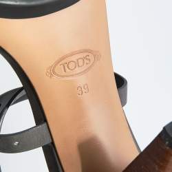 مملوكة مسبقًا Tod's Grey Leather Buckle Detail Ankle Strap Sandals Size 39