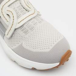 Pre Owned Tod's White/Grey Knit Fabric Catena Sneakers Size 38.5